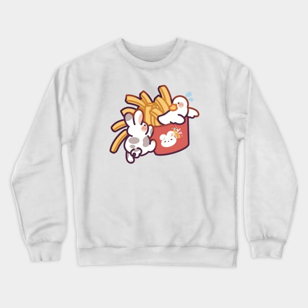 Duck & Bunny French Fries Crewneck Sweatshirt by Meil Can